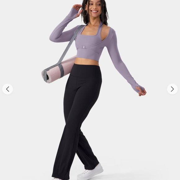 NWT: Cloudful™ Halter Thumb Hole Long Sleeve Cropped 2-in-1 Sports Top (#46) - Picture 6 of 8